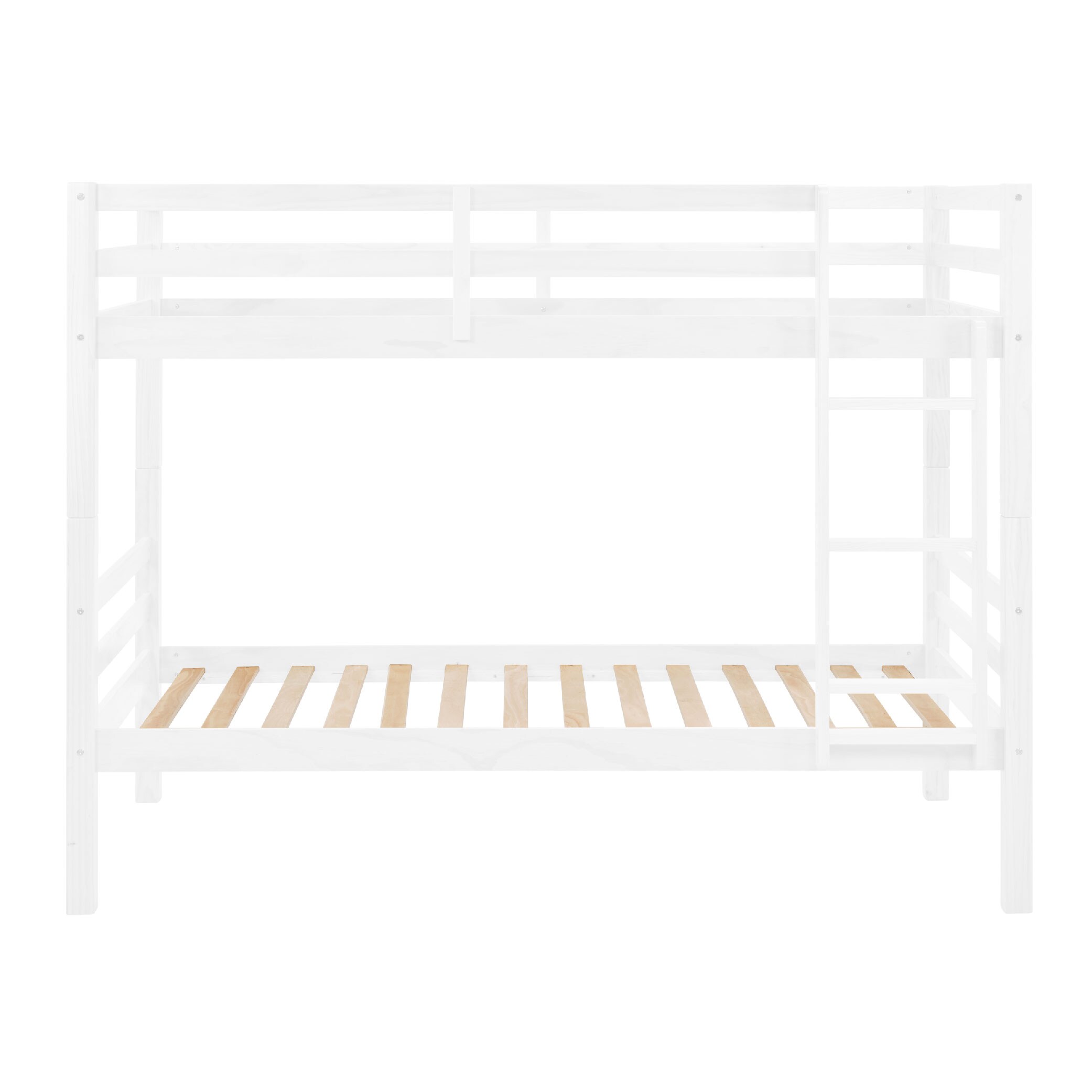 Twin Over Twin Bunk Bed With Thick Posts,Wooden Bunk Bed With High Guardrail And Ladder For Kids, Teens, Dorm Rooms, And Guest Rooms,No Box Spring Needed,White_voghion.com